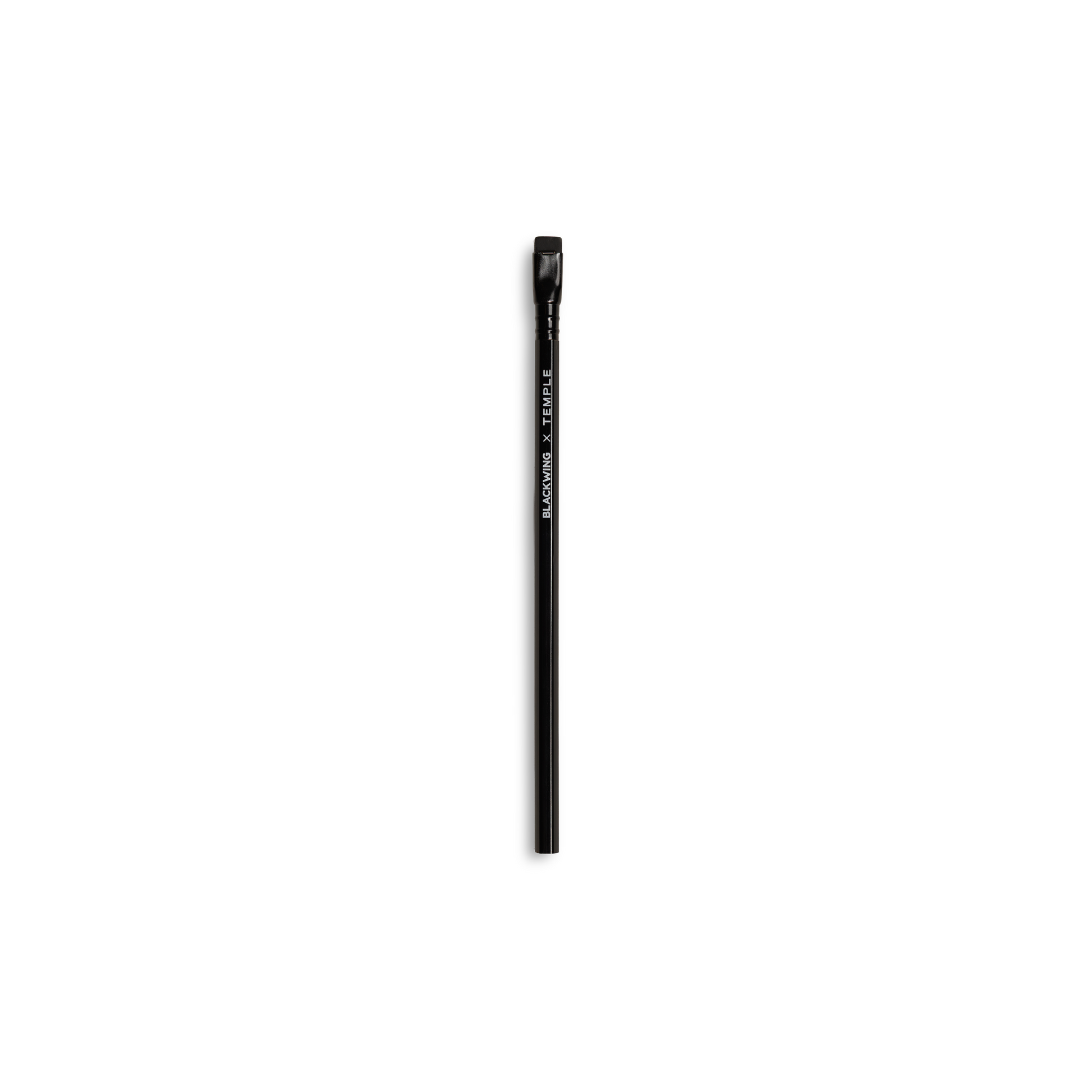 A single black makeup brush with white text reading 'BIC + MAC' on the handle, centered vertically against a plain white background.