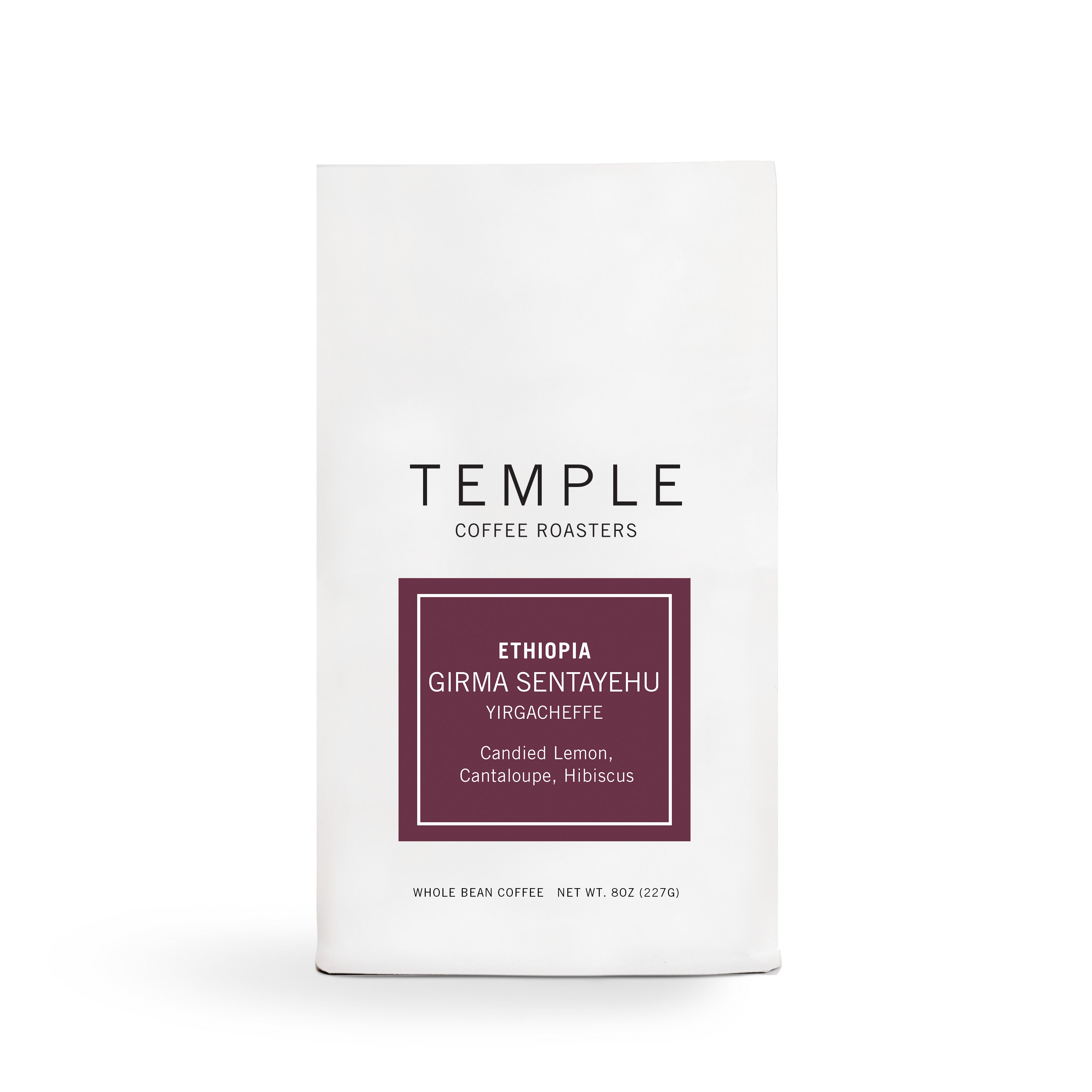 Bag of Ethiopia Girma Sentayehu coffee. 